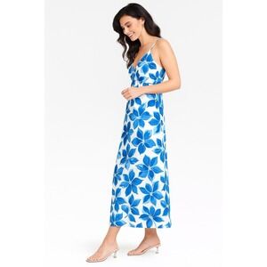 A New Day Blue Floral Midi Dress with Pockets Size M